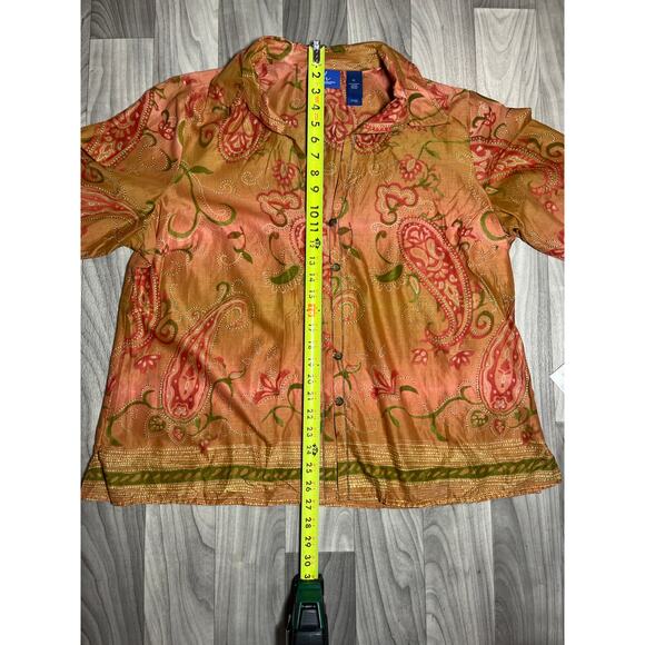 JH Collection V Neck Blouse. Women Size 2X. Red, Brown Paisley Pattern. BNWT - Picture 3 of 7